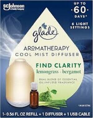 C22 New Glade Aromatherapy Cool Mist Oil Diffuser Refill, Lemongrass & Bergamot